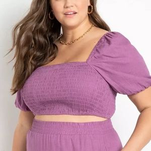 ELOQUII BEAUTIFUL SMOCKED PUFF SLEEVE CROP 💫